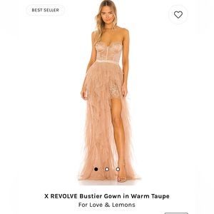 Bustier gown warm toupe color.